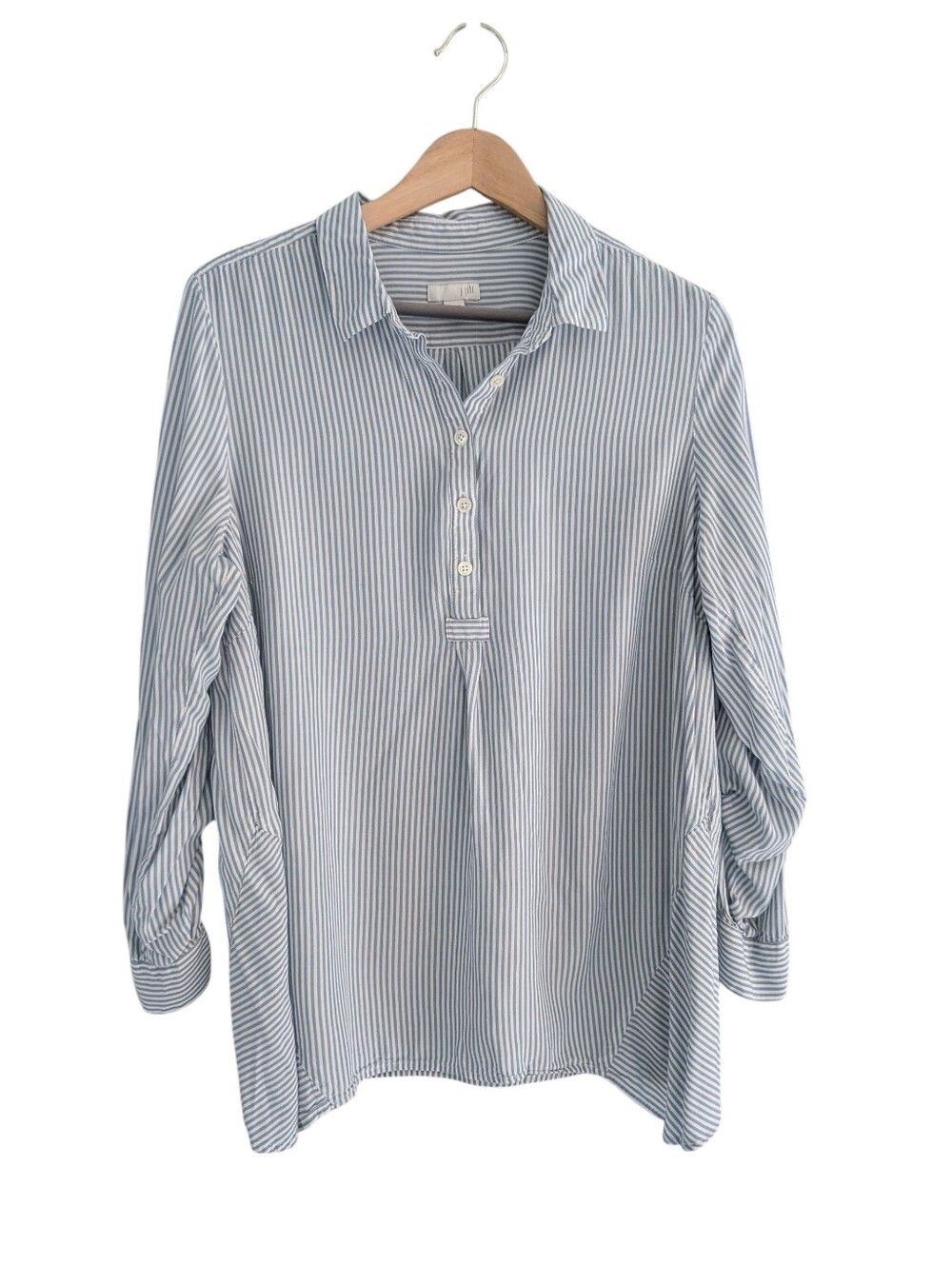 J. Jill Light Blue & White Striped Button Pullover Tunic Women's Size M